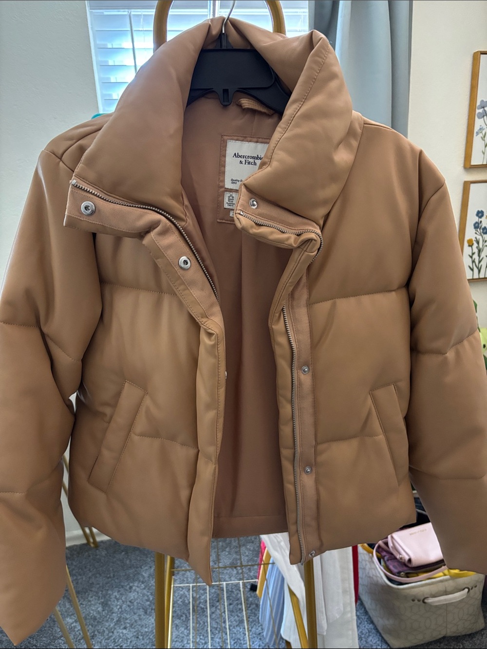 Abercrombie & Fitch Women's Camel Tan Puffer Jacket